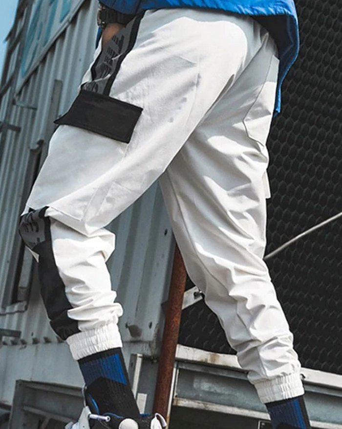 EMMIOL Men's Colorblock Letter Print Cargo Pants