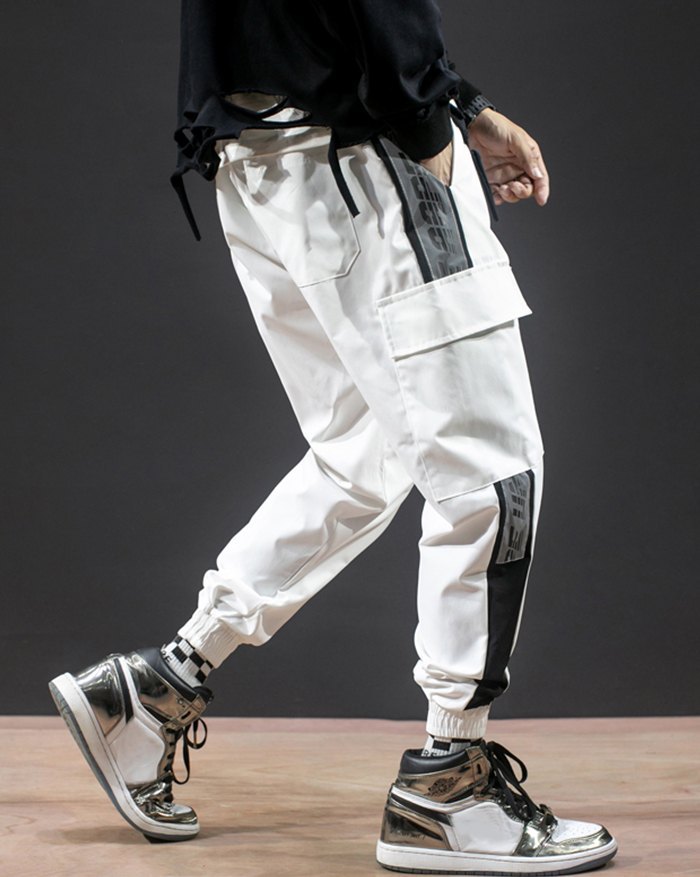 EMMIOL Men's Colorblock Letter Print Cargo Pants