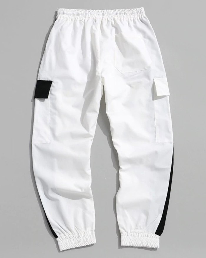 EMMIOL Men's Colorblock Letter Print Cargo Pants