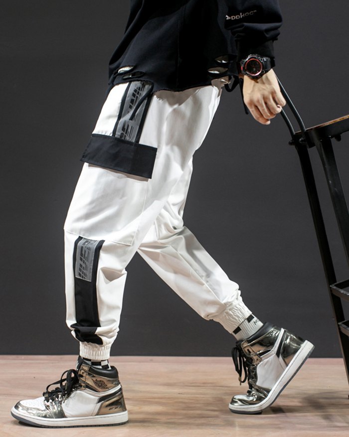EMMIOL Men's Colorblock Letter Print Cargo Pants
