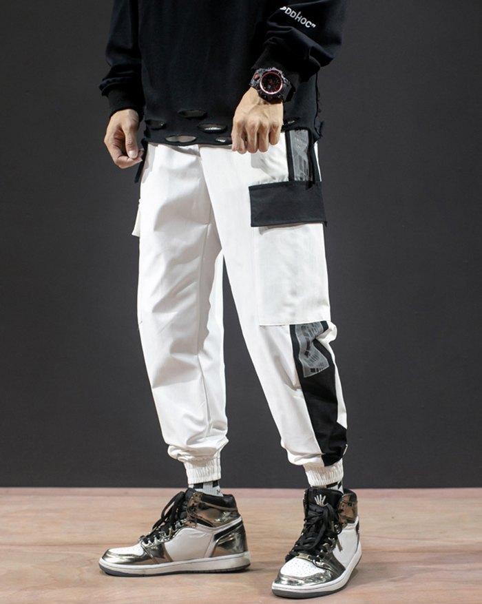 EMMIOL Men's Colorblock Letter Print Cargo Pants