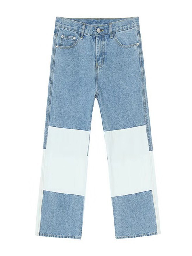 EMMIOL Jeans patchwork colorblock da uomo