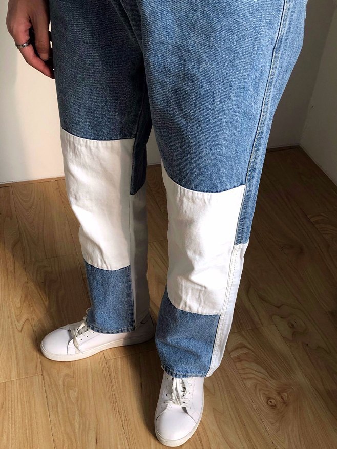 EMMIOL Colorblock Patchwork Jeans für Herren