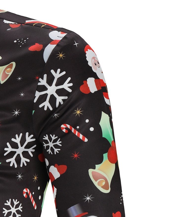 EMMIOL Camisa con estampado navideño de Papá Noel para hombre