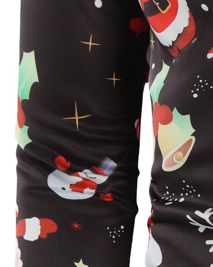 EMMIOL Camisa con estampado navideño de Papá Noel para hombre