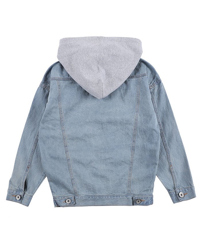 EMMIOL Chaqueta vaquera con capucha para hombre