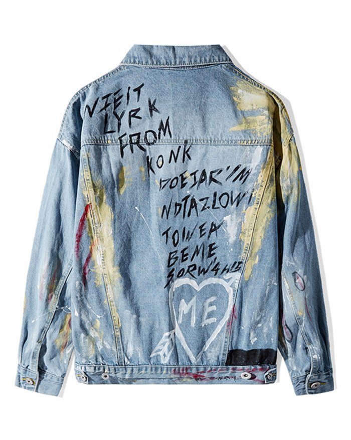 EMMIOL Chaqueta vaquera con estampado de graffiti High Street para hombre