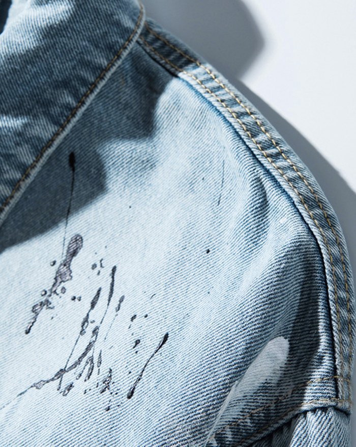 EMMIOL Chaqueta vaquera con estampado de graffiti High Street para hombre