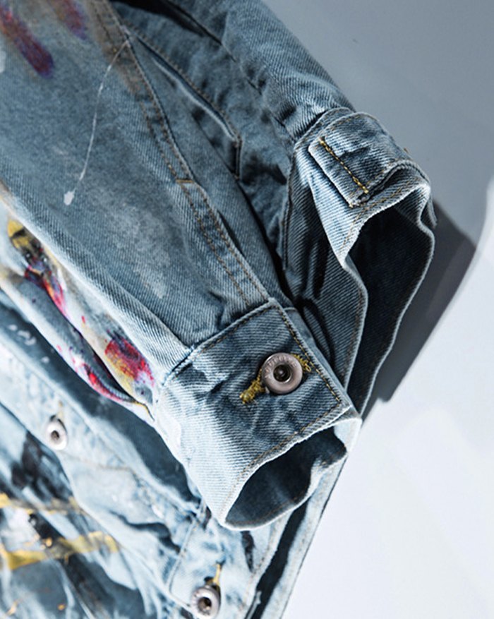EMMIOL Chaqueta vaquera con estampado de graffiti High Street para hombre