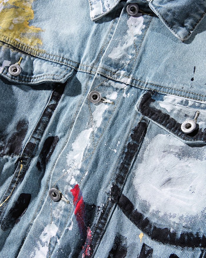 EMMIOL Chaqueta vaquera con estampado de graffiti High Street para hombre