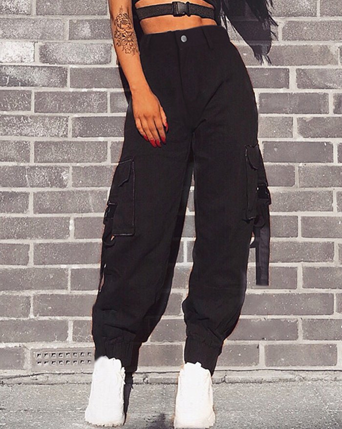 EMMIOL Schoolbag Button Cargo Pants