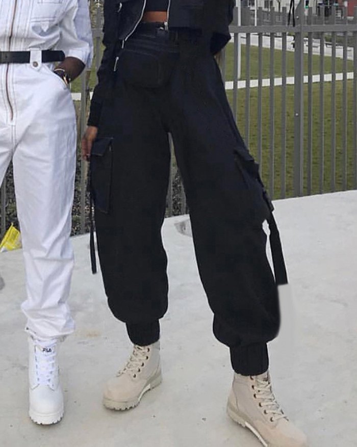 EMMIOL Schoolbag Button Cargo Pants