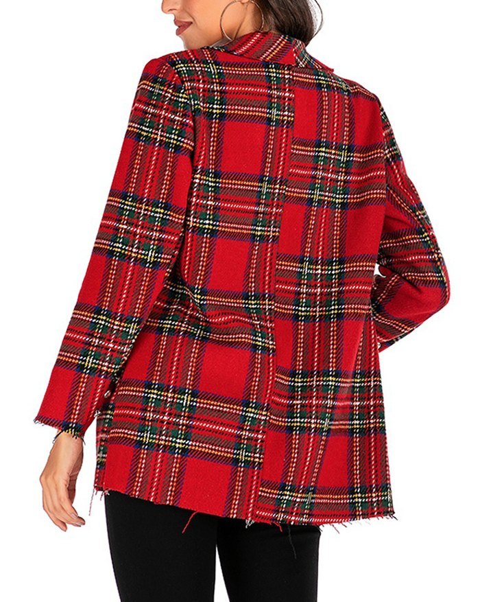 EMMIOL Reversible Tweed Plaid Blazer