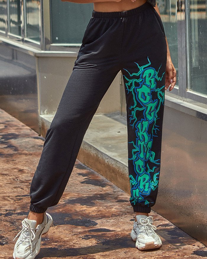 EMMIOL Pantalones jogger estampados de cintura alta