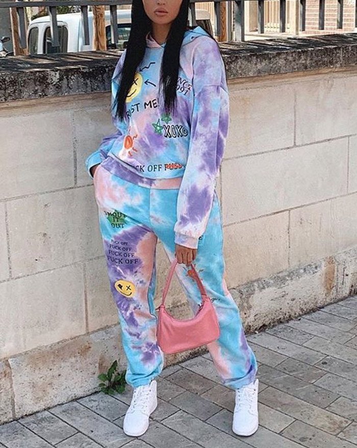 EMMIOL Conjunto de dos piezas con estampado Tie Dye Smile