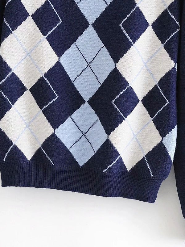 EMMIOL Vintage Argyle Pullover Pullover