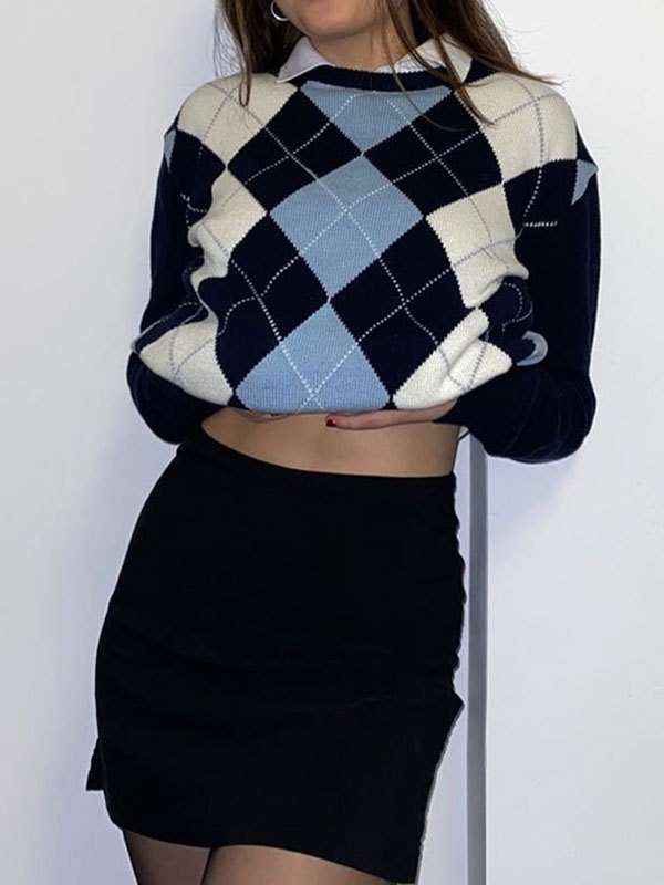 EMMIOL Vintage Argyle Pullover Pullover