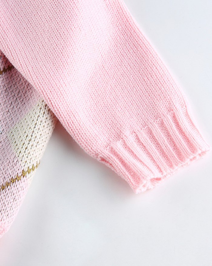 EMMIOL Argyle Contrast Color Sweater
