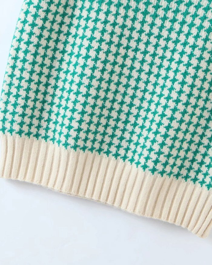 EMMIOL Houndstooth Pattern Sweater Vest