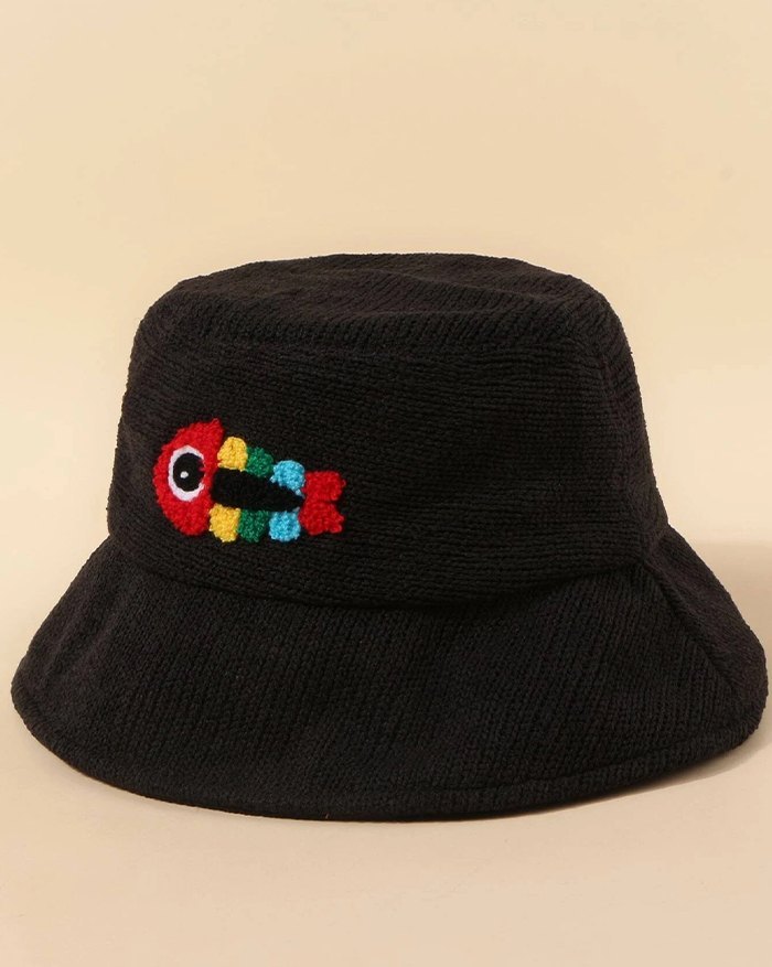 2022 Cappello da pescatore in maglia con ricamo di pesce Nero ONE SIZE In  Cappello Online Store. Best For Sale | Emmiol.com