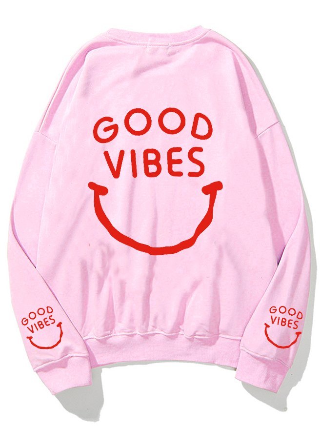 EMMIOL Men's Good Vibes Smiley Printed Sweatshirt