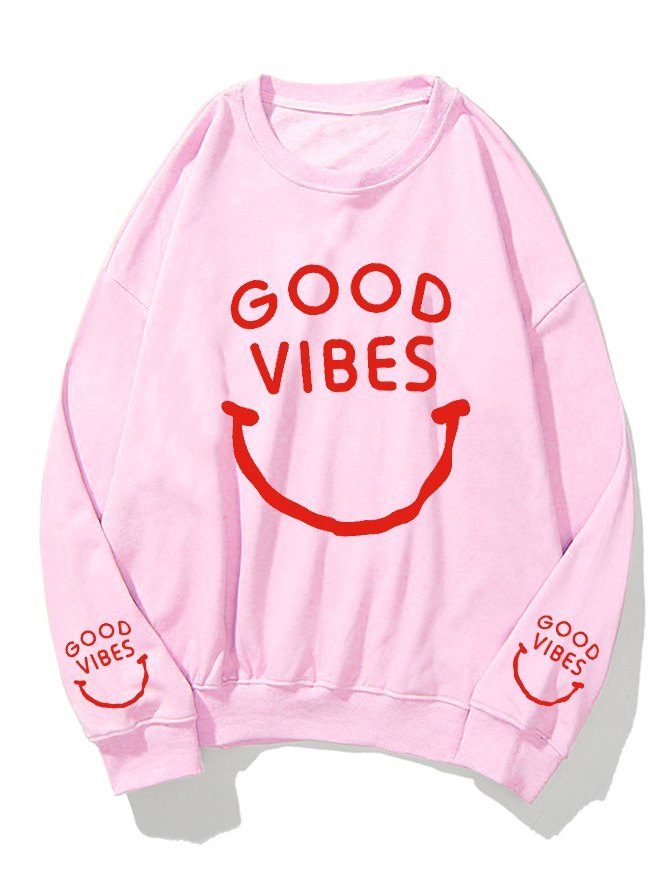 EMMIOL Men's Good Vibes Smiley Printed Sweatshirt