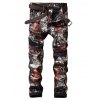 EMMIOL Pantalones estampados de cuero Pu para hombre