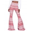 EMMIOL Pantalones de campana con estampado rosa rosa