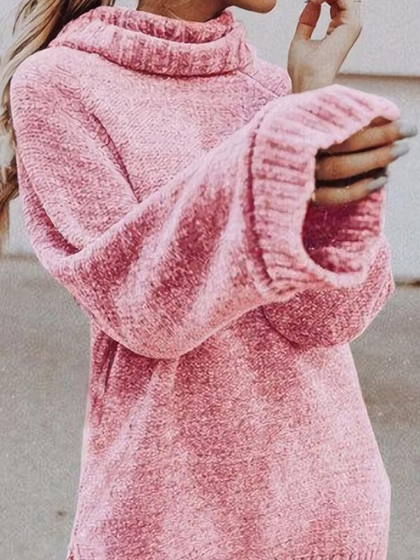 EMMIOL Vestido suéter casual con cuello alto