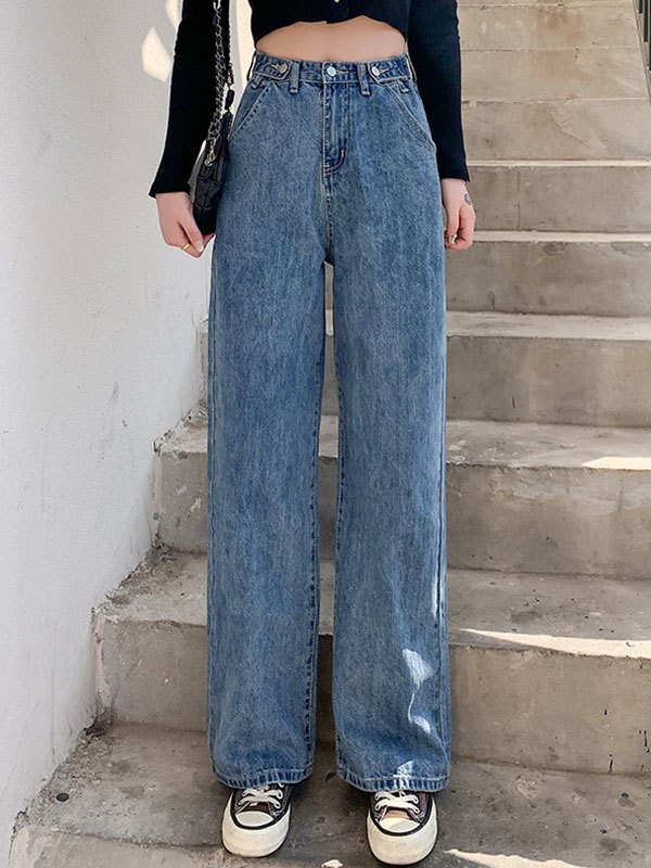 2021 Baggy Boyfriend Jeans mit hoher Taille Navy blau S In Boyfriend