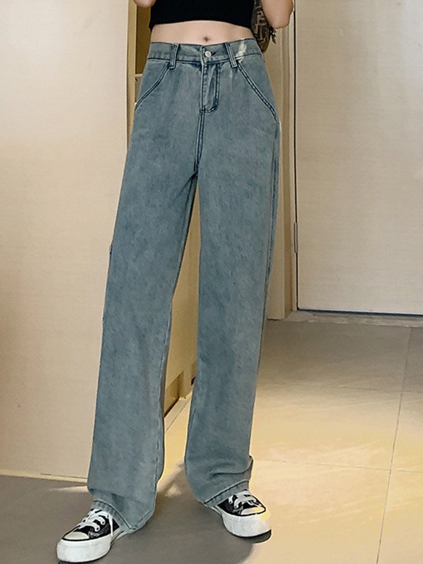 Emmiol Spedizione gratuita 2025 Jeans cargo larghi con tasche Blu