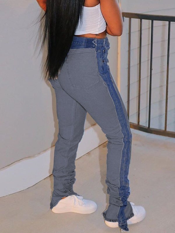 EMMIOL Patchwork Stacked Jeans