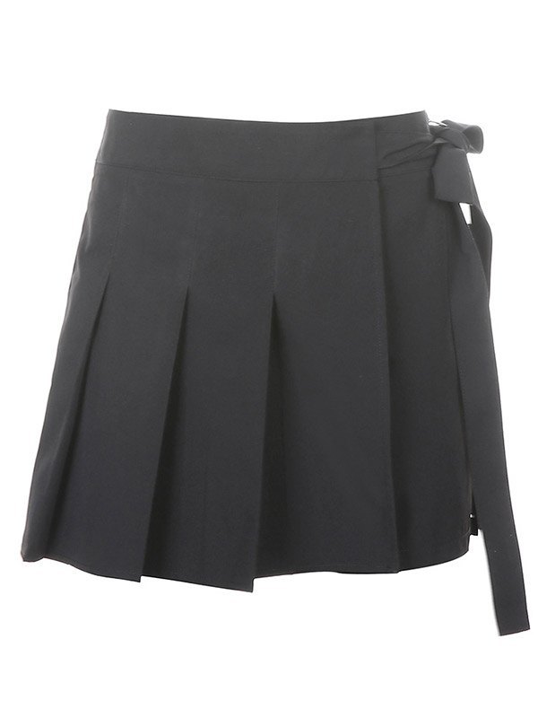 EMMIOL Bow Tie Pleated Mini Skirt