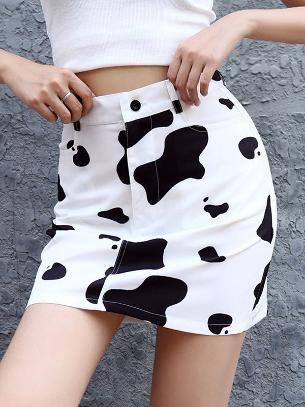 EMMIOL Minifalda High Street con estampado de vaca