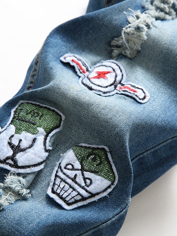 EMMIOL Jeans skinny strappati da uomo