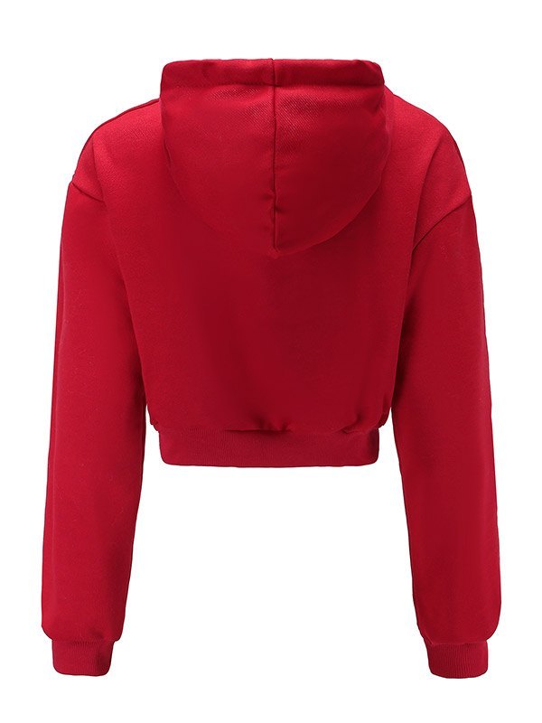 EMMIOL Sudadera corta con capucha sólida