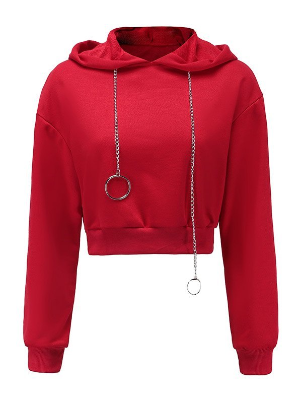 EMMIOL Sudadera corta con capucha sólida
