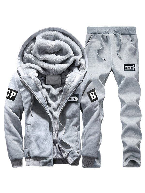 EMMIOL Traje cálido de felpa de dos piezas para hombre