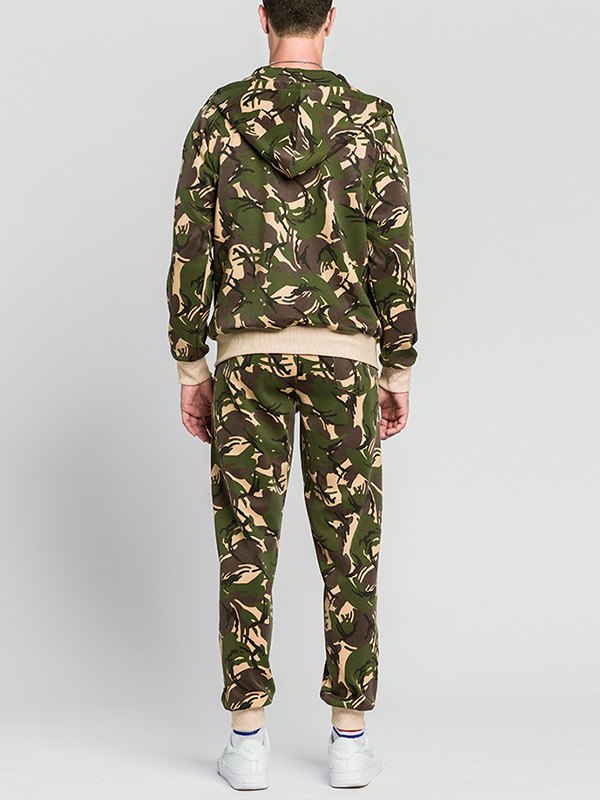 EMMIOL Men's Camo Print Tracksuit Two-Piece Outfit