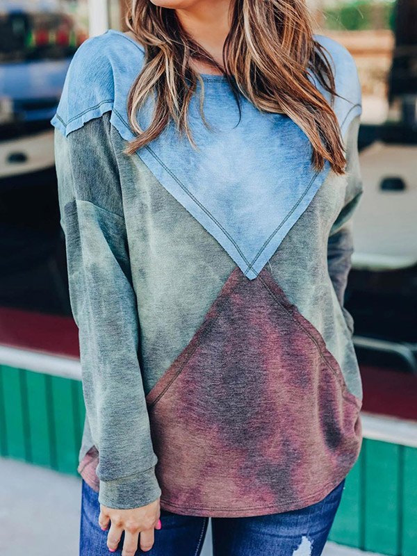 EMMIOL Patchwork Tie-dye Sweatshirt