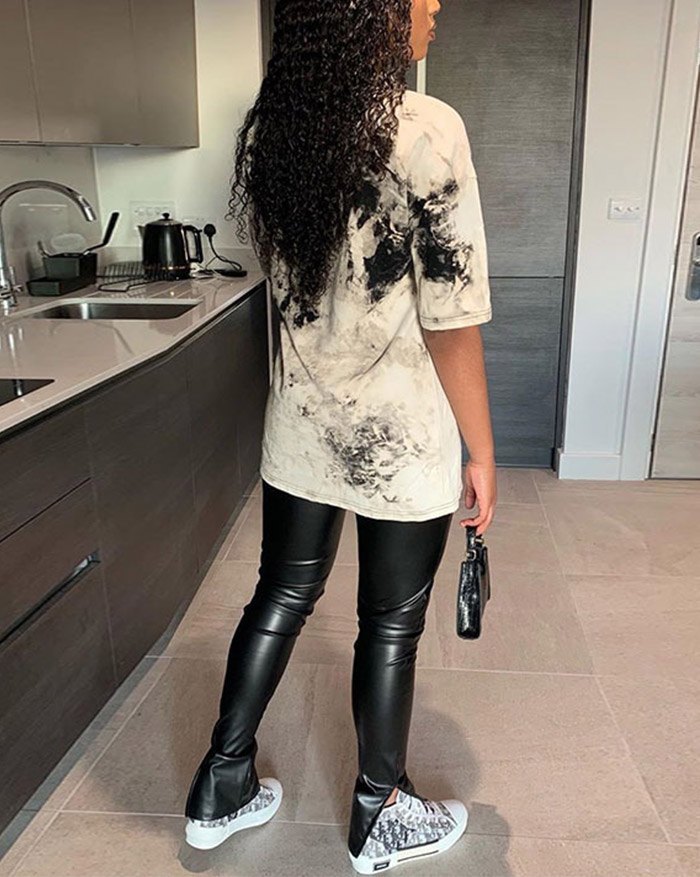 EMMIOL Pu Leather High Waist Slit Pants