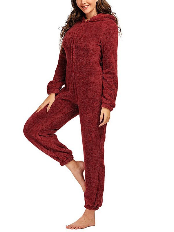 EMMIOL Zip Up Fleece Lounge Jumpsuit