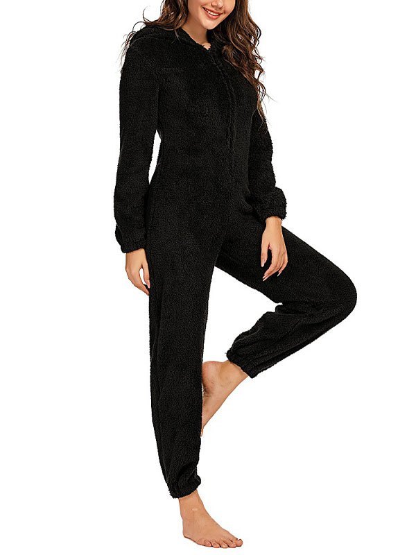 EMMIOL Zip Up Fleece Lounge Jumpsuit