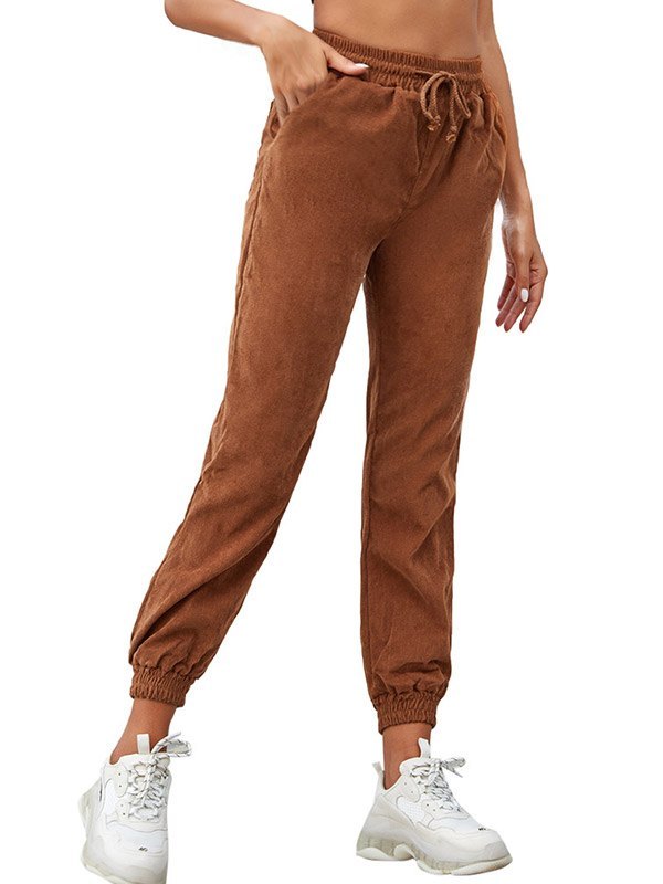 EMMIOL Corduroy High Waist Jogger Pants