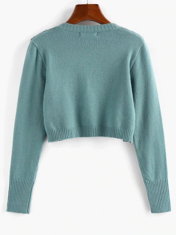 EMMIOL Argyle V Neck Crop Sweater
