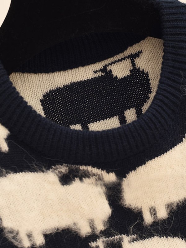 EMMIOL Sheep Jacquard Knit Sweater Vest