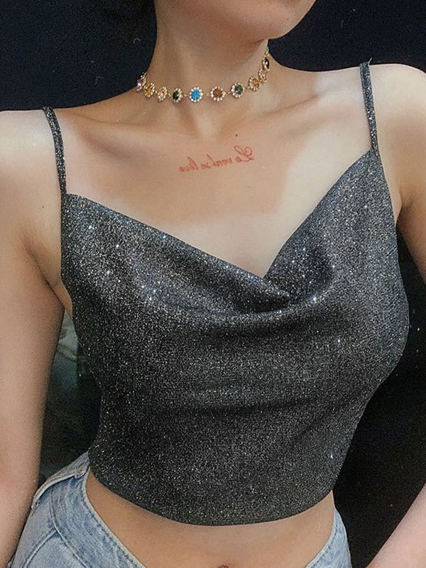 EMMIOL Sequin Cropped Cami Top