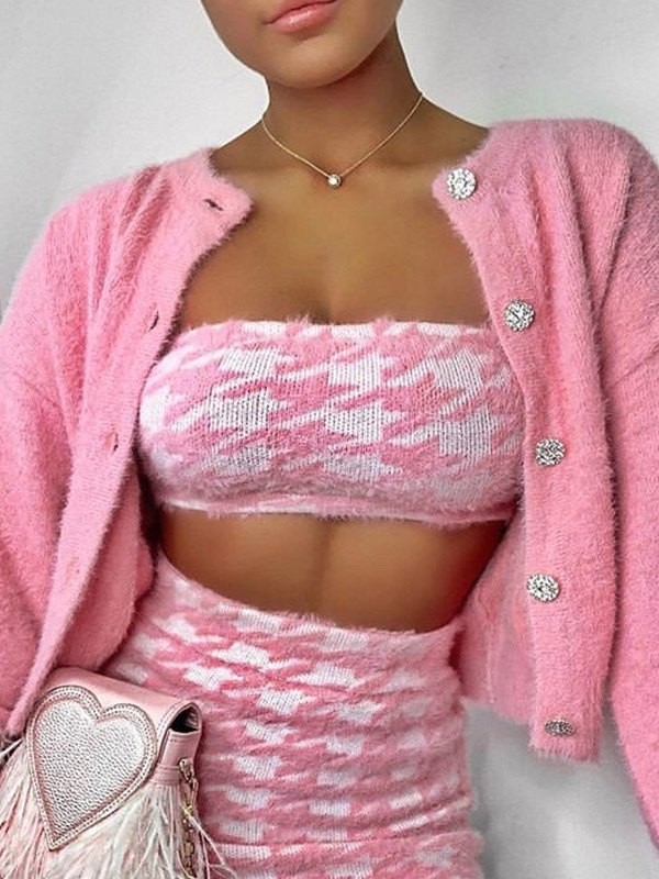 EMMIOL Top estilo camisola palabra de honor de pata de gallo