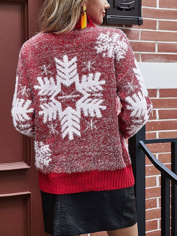 EMMIOL Suéter con motivo de copo de nieve navideño