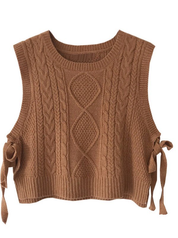 2022 Gilet maglione corto lavorato a maglia Marrone L In Sweater Vest  Online Store. Best For Sale | Emmiol.com